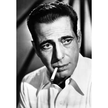 Humphrey Bogart Posed in White Shirt with Cigarette Photo