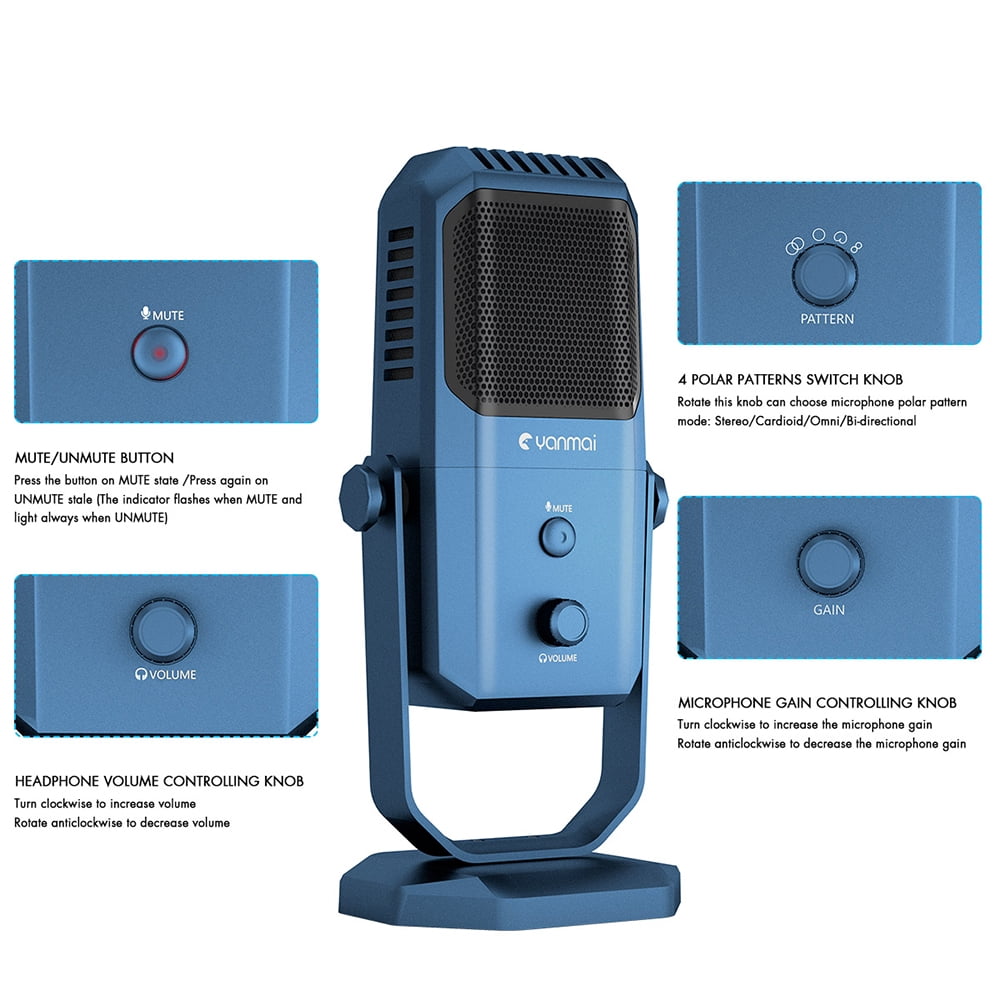 Yanmai SF-900 USB Microphone Studio Recording Condenser Microphone Four Directivity for Gaming Broadcasting Karaoke Walmart Canada