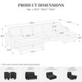 thumbnail image 3 of Belffin D125.8"xW52.8"xH36.4" Chenille Modular Sofa Sectional Sofa With Pull Out Bed, Armrests With Cup Holder Removable Cover Modular Sectional Sleeper Sofa With Storage For Living Room,Dark Grey, 3 of 7