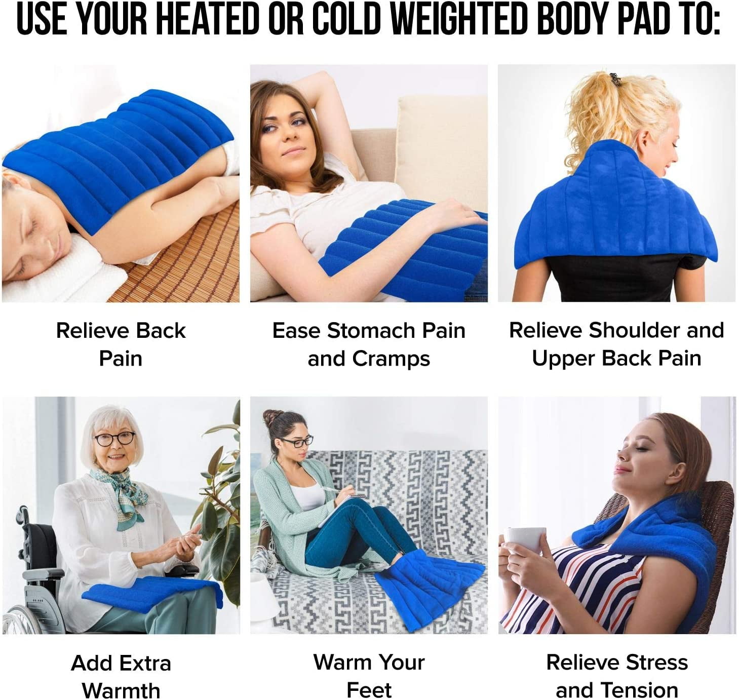 ComfortCloud Microwavable Xl Heating Pad for Neck and Shoulders and Back, Natural Moist Heat Therapy Pads with Washable Cover, 22" X 13" Blue, 1 Ct