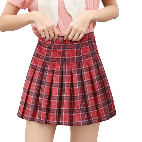 Womens High‑Waisted Pleated Mini Skort Built‑in Lining Casual Tennis Cheerleader Skirt for Daily Sports Wear Wine,XS