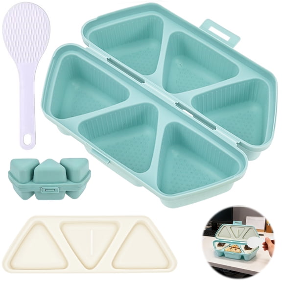 Fkszll 6 in 1 Onigiri Mold Triangle Rice Ball Mold,Onigiri Maker Sushi Making Kit Once Quickly Make 6pcs Rice Balls for Lunch and Home DIY,Blue