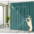 thumbnail image 5 of Ambesonne Halloween Shower Curtain, Witch Hand and Magic Wand, 69"Wx75"L, Dark Teal and Pale Peach, 5 of 5