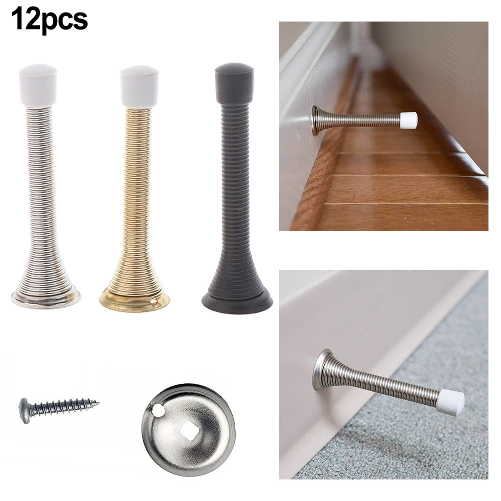 12-Pack Heavy Duty Spring Door Stops - Protect Your Doors And Wall With