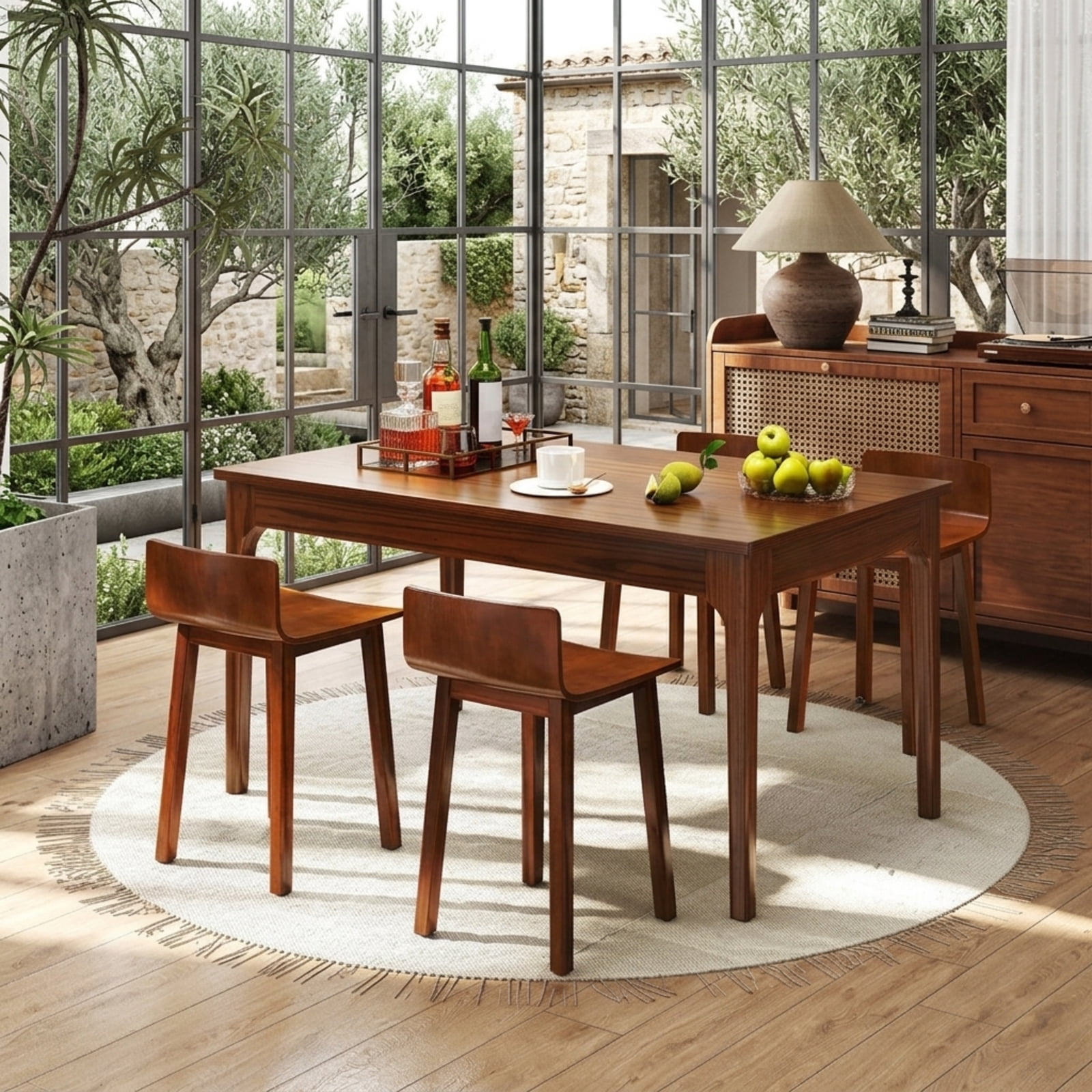 Furnibear Wood Dining Chair Set of 2 Farmhouse Kitchen Dining Room Chairs Mid-Century Modern Armless Side Chairs for Kitchen Dining Room, Brown