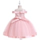 thumbnail image 5 of SDJMa - Vestido de fiesta de cumpleaños para niñas pequeñas, estilo minimalista, con lazo bordado y flores de red, 5 of 8