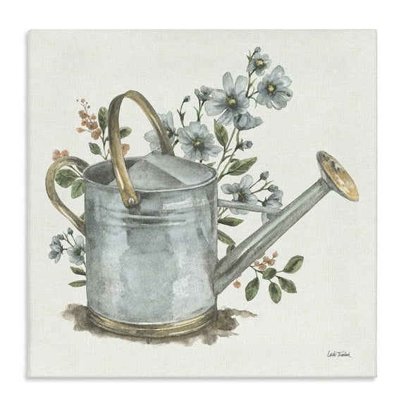 Stupell Industries Garden Watering Can Botanical & Floral Painting Gallery Wrapped Canvas Art Print Wall Art, 17 x 17