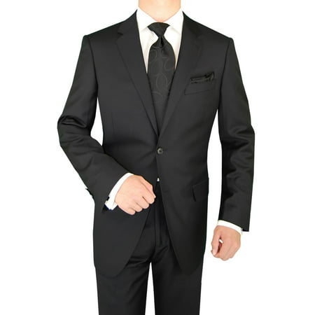 LN LUCIANO NATAZZI Italian Men's Suit 160'S Canali Cashmere Wool 2 Button Jacket Black