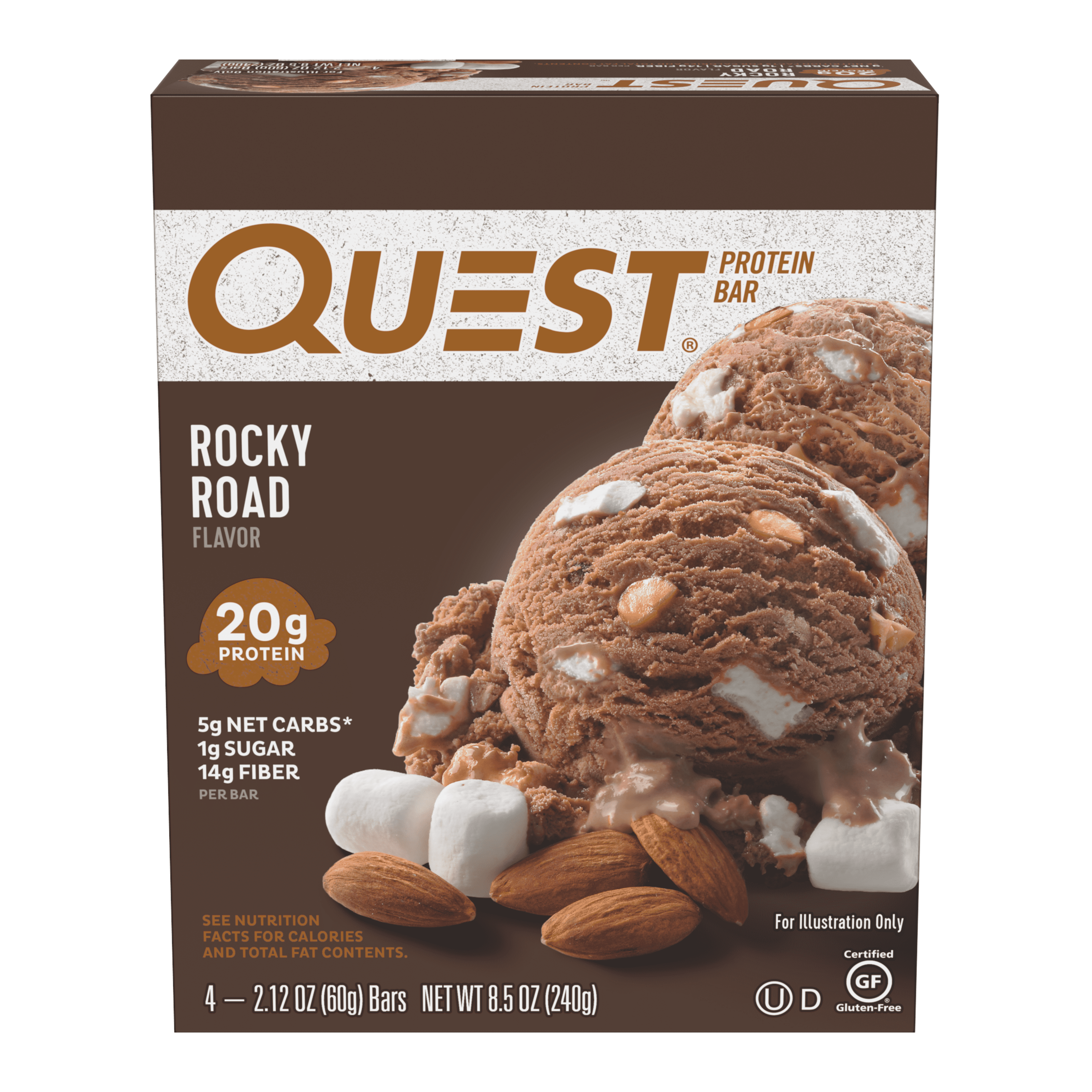 QUEST ROCKY ROAD PROTEIN BAR, 2.12 OZ., 4 COUNT