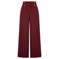 thumbnail image 7 of Cagogo Women's High Waisted Wide Leg Trousers with Pockets Button Elegant Long Palazzo Pants for Party Work Office Casual Beach Wear, Wine XL, 7 of 7