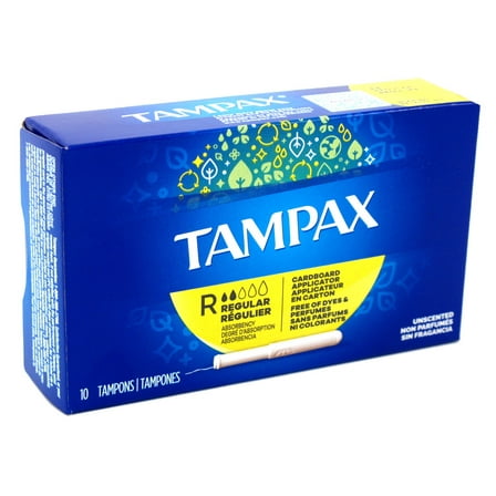 Tampax Tampons Regular 10 Count Unscented (Pack of 2)