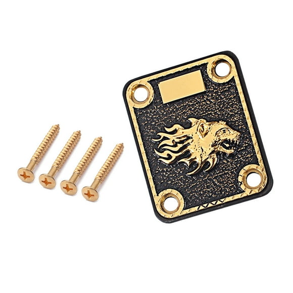 BRIGHTFUFU Plaques de Tête de Guitare GV121 Plaque de Renforcement de Cou Noir Pièces de Guitare Électrique 1 Ensemble