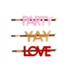 Packed Party “Party Starter” Multicolor Hair Clips, Gold Bobby Pins with Acrylic Word Attachments