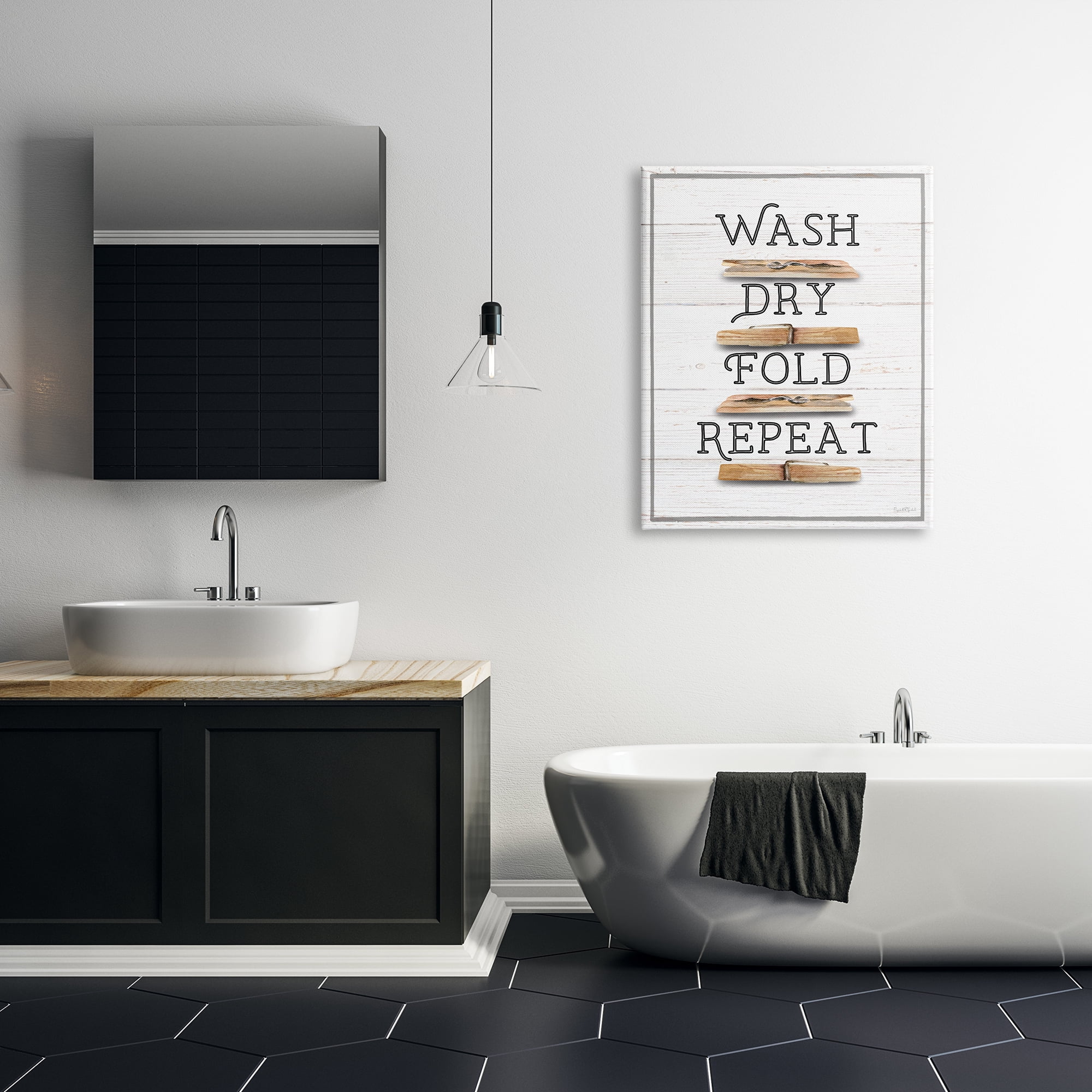 Stupell Industries Rustic Laundry Phrases Typography Painting Gallery Wrapped Canvas Art Print Wall Art, 30 x 40