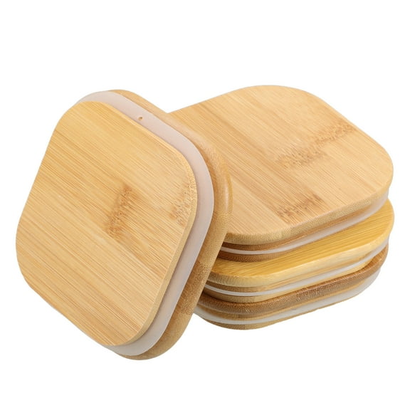 VORCOOL 4Pcs Bamboo Canister Lids with Silicone Ring for Kitchen Storage