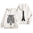 thumbnail image 2 of Halloween Sweatshirt for Women Zip Up Hoodie Oversized Streetwear Skeleton Graphic Pullover Casual Sweatshirt Outerwear for Daily Leisure White L, 2 of 5
