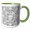 Green/White, variant on 3drose, Aztec Sun Stone Art Piedra Del Sol Mexica Mexico Mexican Illustration, 15oz Two-tone Blue Mug