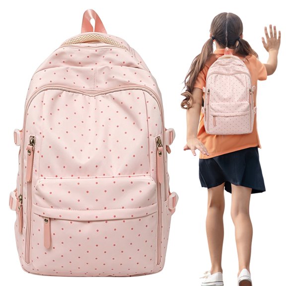 Backpack Polka Dot Backpack for Women Cute Backpack Nylon Waterproof Daypack Trendy Slouchy Bookpack for Campus Commute