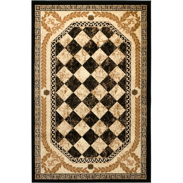 033 SUM; Harlequin (Black Diamond) Design Area Rug; Traditional Design