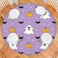 thumbnail image 2 of Jack O Lantern Themed Elastic Halloween Tablecloth for Round 44 Inch Table - Stretch Fit Washable Fabric for Party Decor, 2 of 6