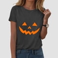 thumbnail image 2 of Halloween Shirts for Women Casual Graphic Tee for Summer Party Out with Jeans Round Neck T Shirt for Women’s Wardrobe Gray L, 2 of 4