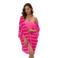 thumbnail image 3 of Clearance Sale Women's 3 Piece Swimsuit Bandeau Bikini Set Strapless Swimsuit Top + Mid Rise Panties + Striped Kimono Chiffon Cardigans Cover Up Three Piece Bathing Suits XS-XL, 3 of 7