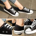 thumbnail image 3 of Women’s Canvas Low Top Sneaker Lace-up Classic Casual Shoes Black and White, 3 of 5
