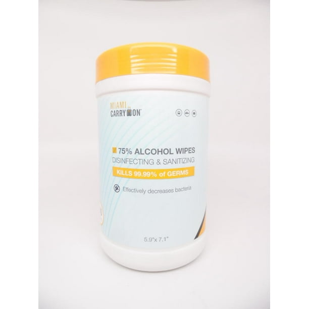 Miami Carry On 75 Alcohol Wipes Disinfecting & Sanitizing 100ct