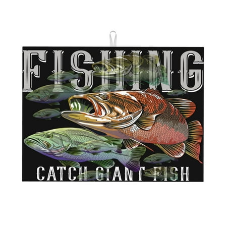 

Fuzoiu bass water fishing Print Absorbent Reversible Microfiber Dish Drying Mat for Kitchen Dish Drying Pad for Dishes Utensils Pots and Pans Extra Large 18 Inch x 24 Inch