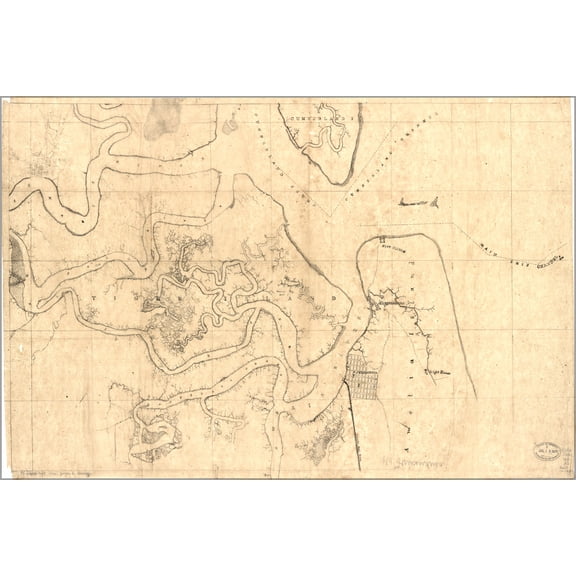 24"x36" Gallery Poster, Map of Fernandina region, Florida 1860