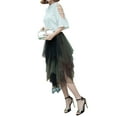 thumbnail image 6 of KelaJuan Women Fashion Midi Skirts Contrast Color/Solid Color Elastic High Waist Irregular Ruffles Multi-Layered Tulle Tutu Skirts, 6 of 9