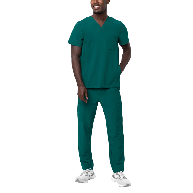 Adar Ensemble de Vêtements Médicaux Quotidien pour Hommes - Haut de Gommage Élégant & Pantalon D\'uniforme Médical Cargo