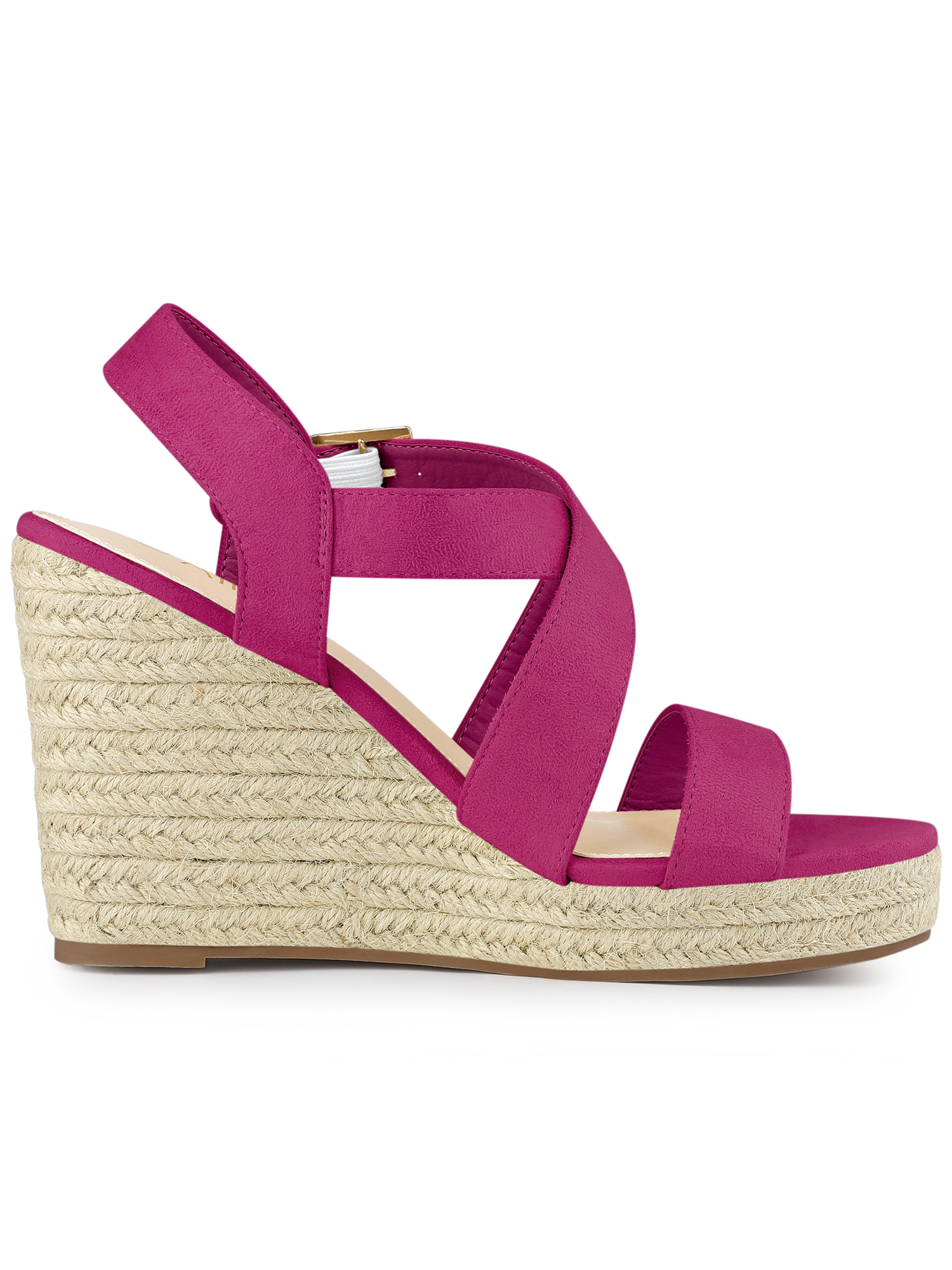 DARING DIVA Women's Stylish Espadrilles Platform Slingback Wedges Sandals Hot Pink 8.5