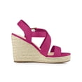 thumbnail image 3 of BLISSFUL STEP Women's Shoes Crisscross Ankle Strap Espadrille Wedge Sandals Hot Pink 8.5, 3 of 7