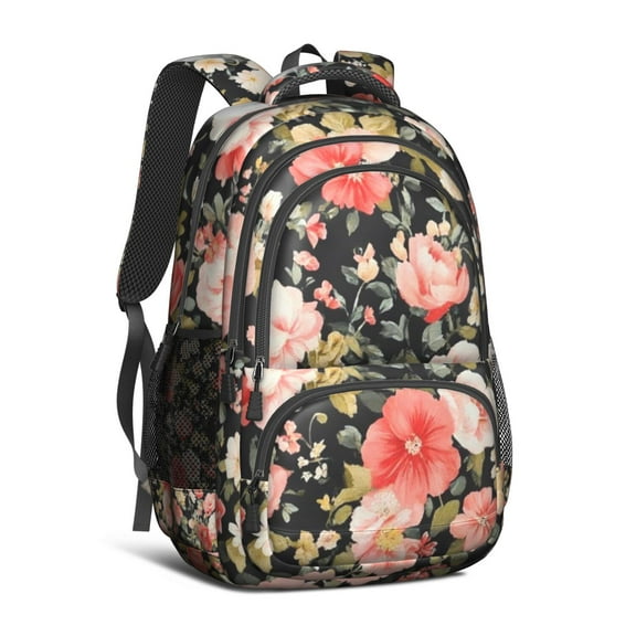 Pioneer Flower Backpack for School,Cute School Bag,Schoolbag with Adjustable Shoulder Straps & Padded Back,16.9 Inch
