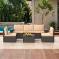 thumbnail image 2 of GOJOOASIS 6 Pieces Patio Furniture Set Outdoor Wicker Sectional Sofa With Cushion And Glass Table for Porch, 2 of 9