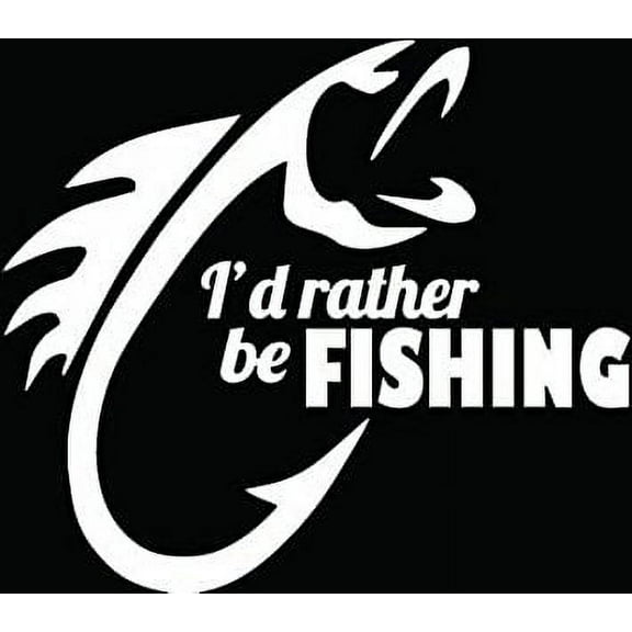 I'd Rather Be Fishing Decal Sticker | 5.5-Inches | White Vinyl Decal