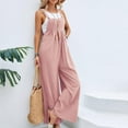 thumbnail image 2 of RPVATI Linen Baggy Overalls for Women Adjustable Straps Wide Leg Jumpsuit Lightweight Stretchy Sleeveless Maternity Overalls Pink M, 2 of 5
