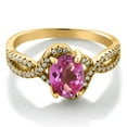 thumbnail image 2 of Gem Stone King 1.88 Ct Oval Pink Mystic Topaz 18K Yellow Gold Plated Silver Ring (Size 5), 2 of 4