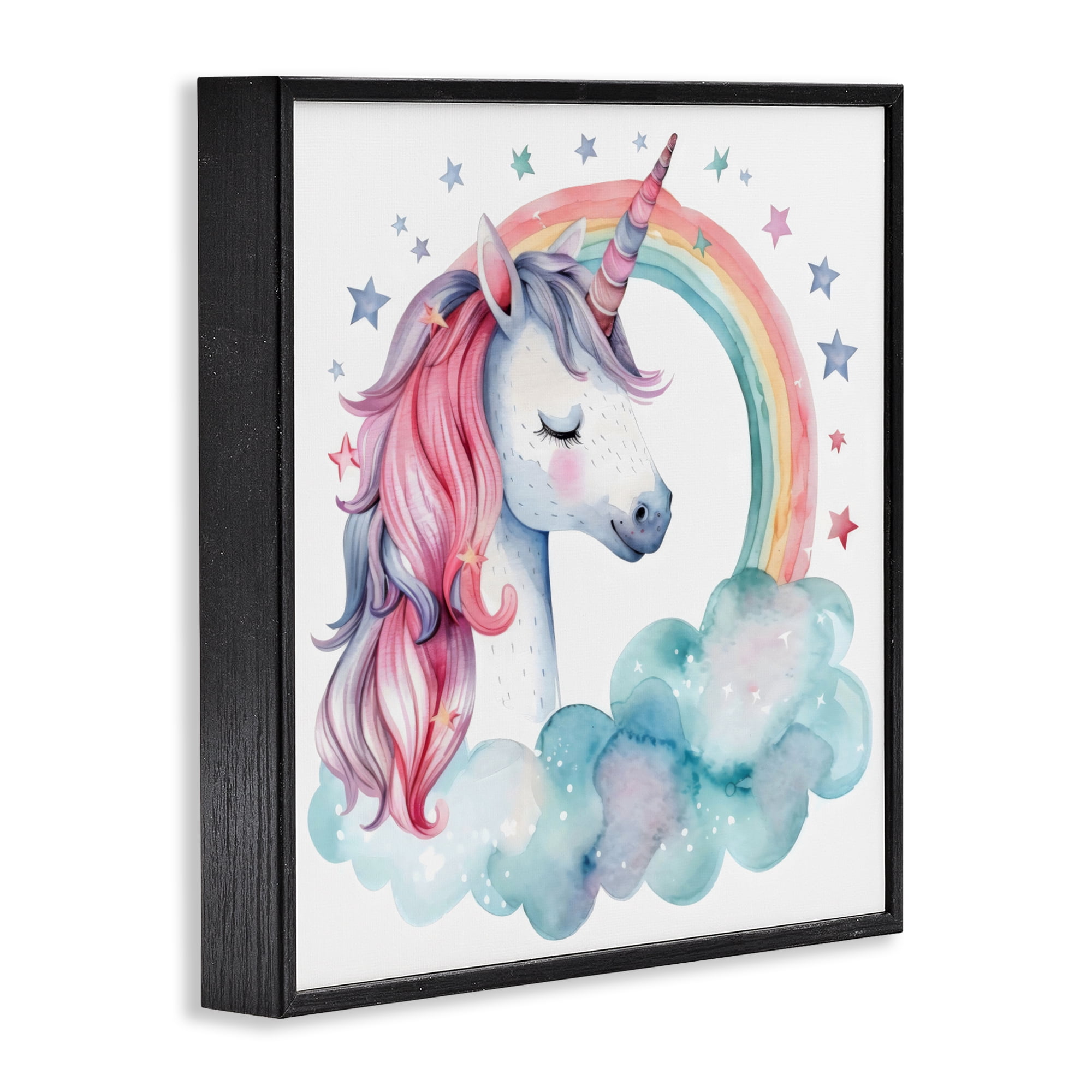 Stupell Industries Starry Rainbow Unicorn Black Framed Giclee Art, design by Creative Studio