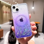 TECH CIRCLE Glitter Magnetic Phone Case for iPhone 8 Plus/7 Plus (6.1"), Compatible with MagSafe Accessories, Gradient-Color Shockproof Protective Cute Clear Cover for Women Girls, Purple