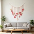 thumbnail image 3 of Ranliy Macrame Wall Hanging,Leaves Woven Tapestry, Feather Handmade Tassels Boho Wall Decor,Leaves Art Decorations for Nursery Bedroom Living Room Apartment Home Backdrop, Pink, 3 of 6