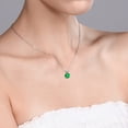 thumbnail image 4 of Gem Stone King 925 Sterling Silver Green Nano Emerald Pendant Necklace for Women (0.77 Cttw, Gemstone May Birthstone, Round 6MM, With 18 inch Silver Chain), 4 of 5