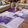 thumbnail image 2 of Fsddascl Purple Outdoor Rug for Patio/Deck/Porch, Non-Slip Large Area Rug 5 x 8 Ft, Modern Geometric Grey Oil Painting Abstract Indoor Outdoor Rugs Washable Area Rugs, Reversible Camping Rug Carpet, 2 of 5
