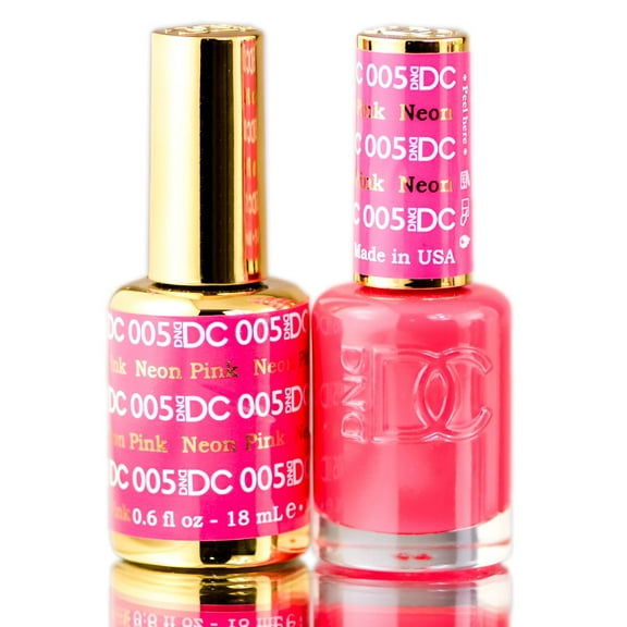 DND DC Pinks GEL POLISH DUO, Gel Lacquer 0.5 oz Matching Nail Polish Color 0.5 oz, Daisy Nails - Neon Pink (005)