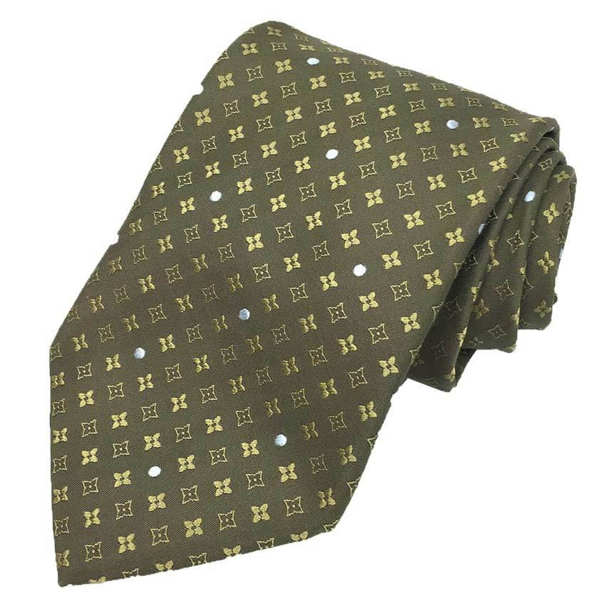 Pre-Owned LOUIS VUITTON Monogram Star Tie Khaki 100% Silk Men's (Good)