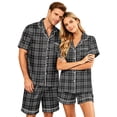 thumbnail image 2 of Matching Pajamas for Couples Silk Satin Short Sleeve Pjs Sleepwear Matching Button Down Tops and Shorts Soft Pajamas S-Xxxxl(Men), 2 of 5