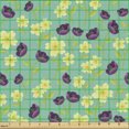 thumbnail image 2 of Ambesonne Floral Fabric by the Yard Upholstery, Wild Nature Primrose Drawing, 5 Yards, Pastel Yellow and Plum, 2 of 5