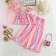 thumbnail image 2 of UngA Girl's 2 Piece Boho Outfits Pleated Ruffle Sleeve Camisoles and Elastic Waist Wide Leg Pants 3-4 Years,Multicolour, 2 of 7