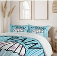thumbnail image 5 of Ambesonne Autumn Duvet Cover Set, Hello Rain Wording Umbrella, 2-Calking, Pale Blue Mauve, 5 of 6